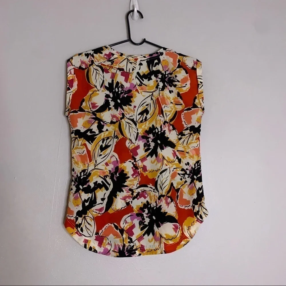 J crew sleeveless Floral Blouse bold multi color print women’s size 2